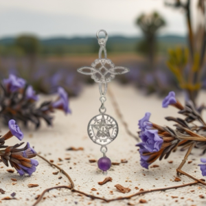 Colgante Nudo de Bruja y Tetragramatón con Amatista en Plata de Ley 925