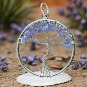 Colgante Árbol de la Vida con Iolita en Baño de Plata