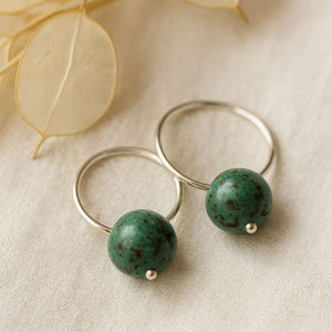 PENDIENTES ARO Y PIEDRA 8mm- TURQUESA AFRICANA