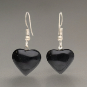 Pendientes Corazón de Obsidiana en Baño de Plata