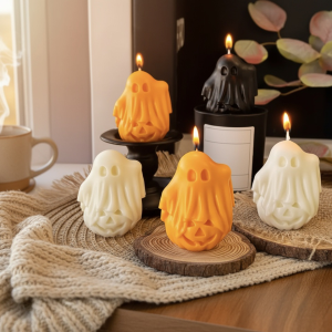 VELA FANTASMA CON CALABAZA HALLOWEEN