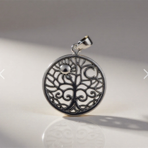 ÁRBOL DE LA VIDA SOL Y LUNA COLGANTE PLATA