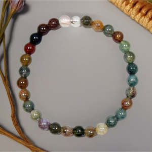 ÁGATA INDIA - PULSERA GEMAS Y PLATA 6MM