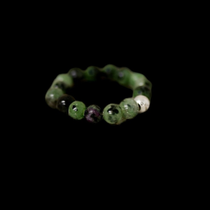 RUBÍ ZOISITA Y PLATA ANILLO ELÁSTICO CUENTAS NATURALES 4MM