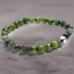 RUBÍ - PULSERA GEMAS Y PLATA 6MM