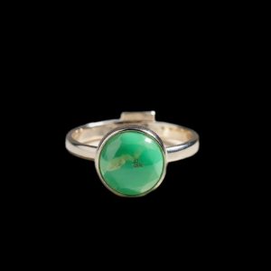 Anillo ajustable de crisoprasa plata de Ley 925