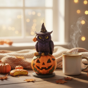VELA BÚHO CALABAZA HALLOWEEN