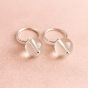 PENDIENTES ARO Y PIEDRA 8 mm – CUARZO BLANCO