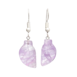 Pendientes Hoja de Amatista en Baño de Plata