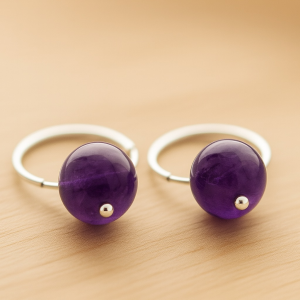 PENDIENTES ARO Y PIEDRA 8mm- AMATISTA